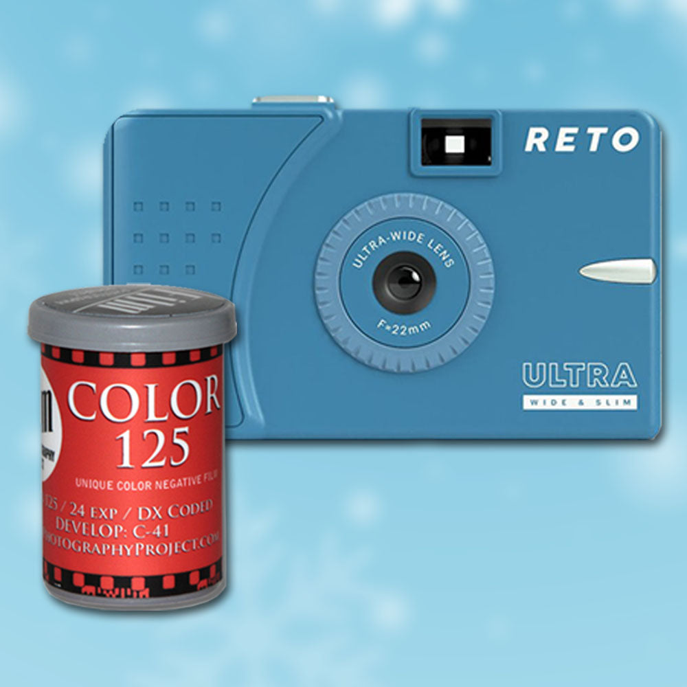 RETO Ultra Wide & Slim 35mm Film Camera with Film Combo (Slate Blue) – Vintage Style Point & Shoot Camera for Travel, Street Photography & Retro Enthusiasts