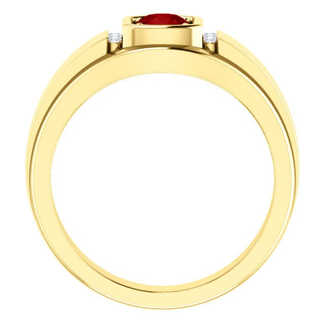 14KT Gold Men's Ruby and Diamond Ring - 2/3 CT Ruby & 0.09 CTW Diamonds for Wedding, Engagement, or Anniversary Gifts