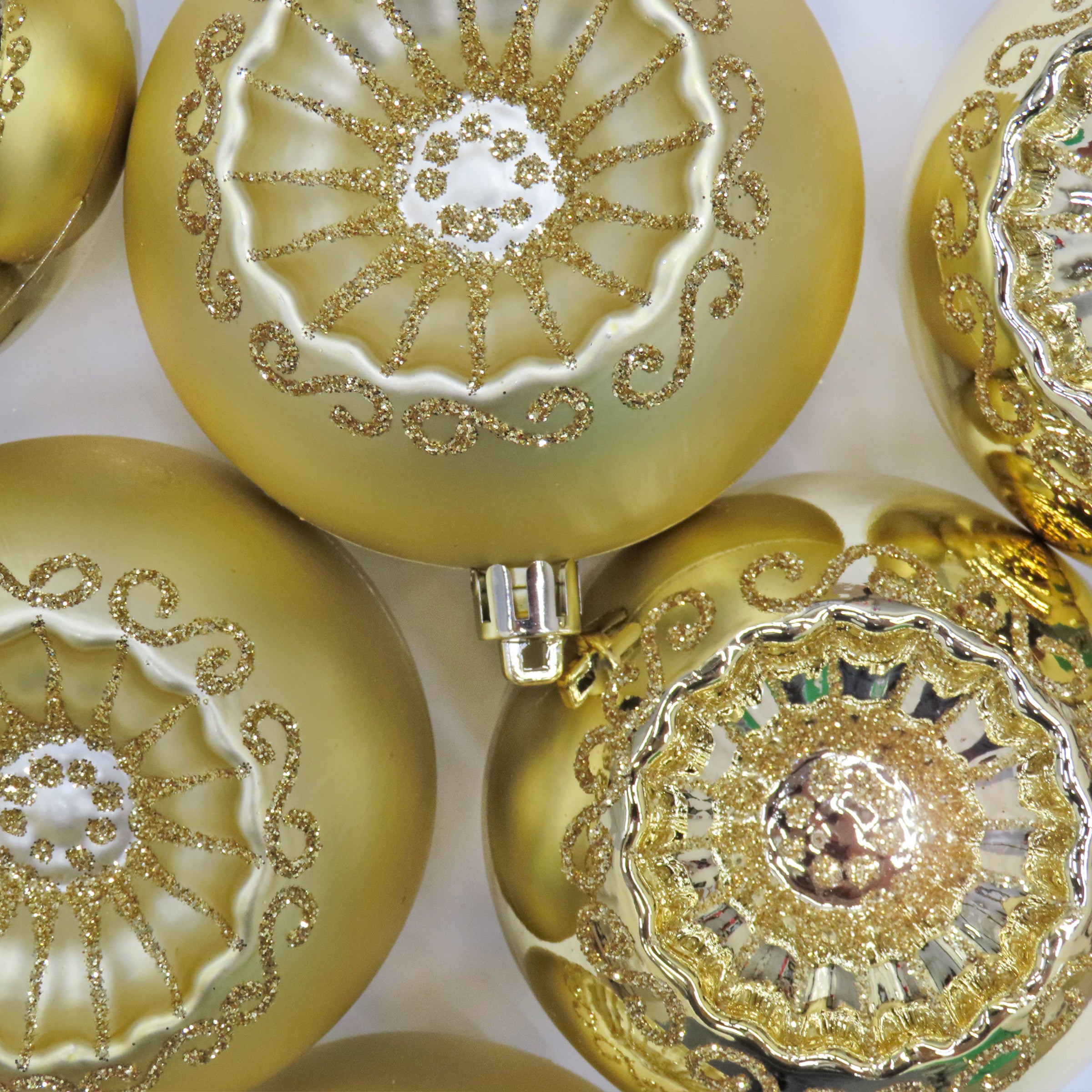 6 Piece Shatterproof Glittering Gold Christmas Tree Ornaments - Elegant Holiday Decor for Xmas Party, Home & Office Decoration