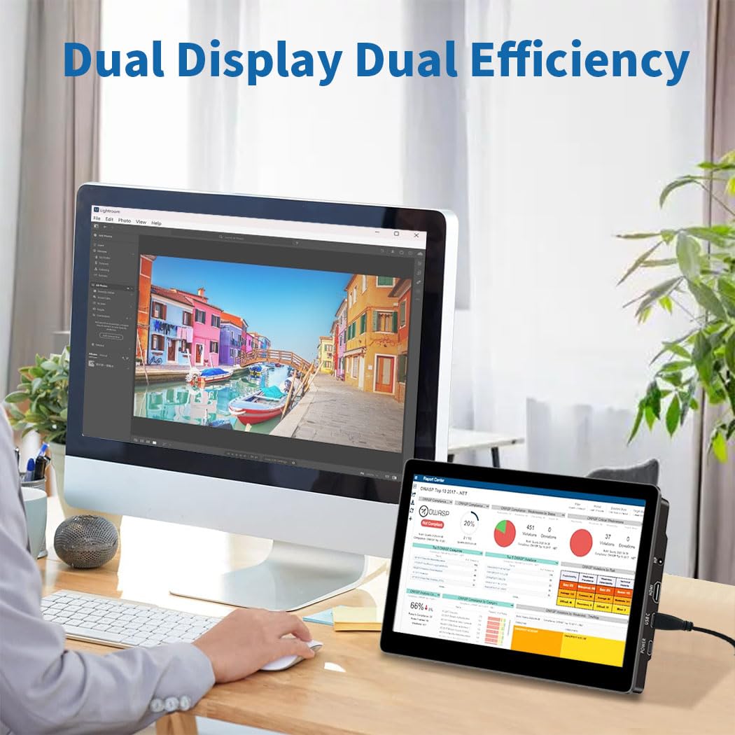 8.9 Inch Touch Screen Monitor with Stand - Full HD 1920x1200 Resolution, 16:10 Aspect Ratio, 450 Nits Brightness, Optical Bonding Technology, HDMI & USB-C Ports - Compact Display for Mini PC, Laptop, Mac Mini - Perfect for Office Work, Gaming & Digital Signage