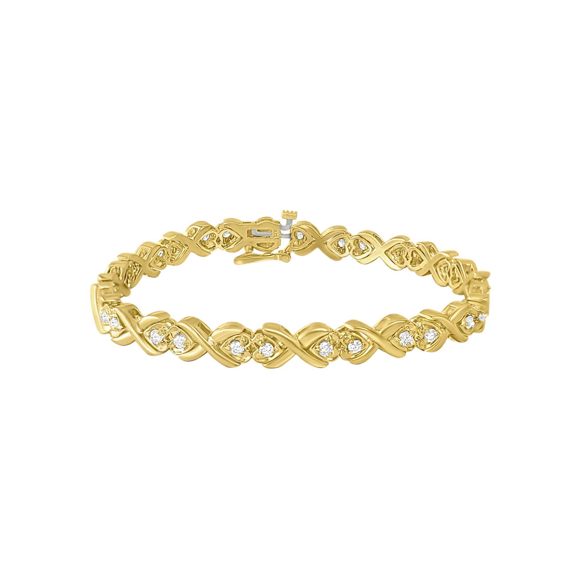 Double Heart Linked Diamond Tennis Bracelet for Women - 14K Gold Plated Elegant Jewelry Gift for Anniversary, Valentine's Day & Special Occasions | Perfect for Date Nights, Weddings & Formal Events