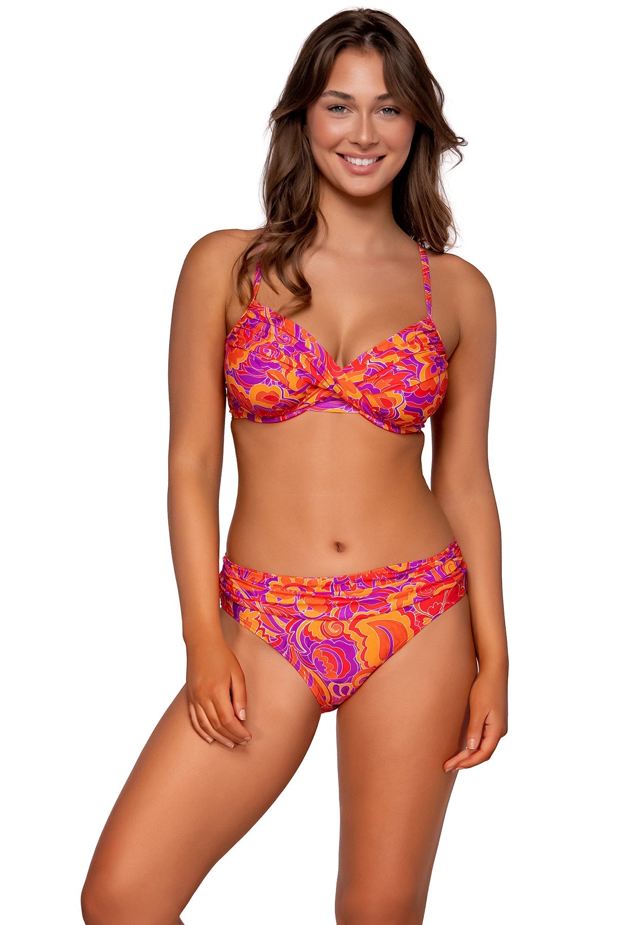 **Women's High Waisted Bikini Bottom - Pele Sunset Print Swimwear for Women | Beach Vacation, Pool Party & Summer Getaways**