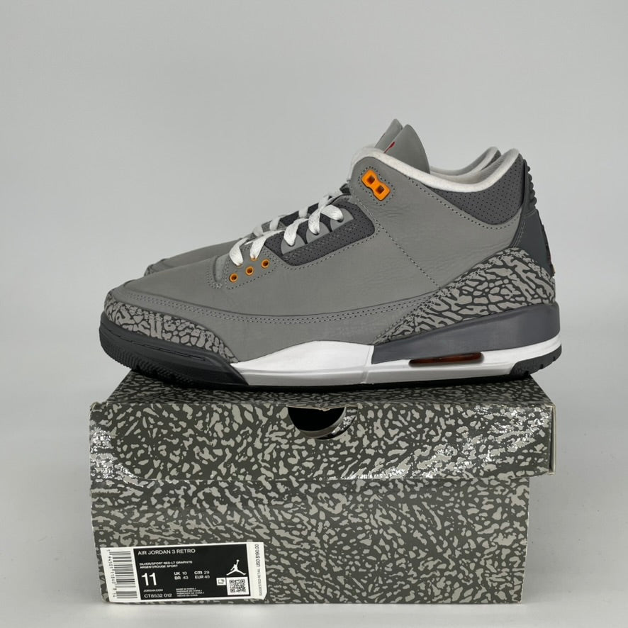 Original Air Jordan 3 Retro 'Cool Grey' Men's/Women's Basketball Shoes Sizes 11 & 12.5W (CT8532-012) - Perfect for Streetwear & Sneaker Collectors