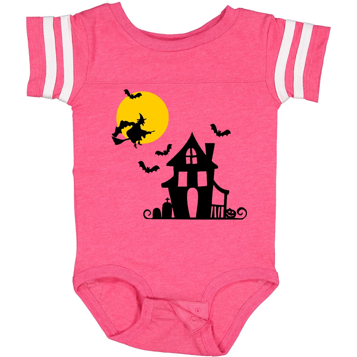 Inktastic Halloween Haunted House Witch and Bats Baby Bodysuit - Cute Halloween Outfit for Infants & Toddlers - Perfect for Trick or Treating, Costume Parties & Photo Shoots