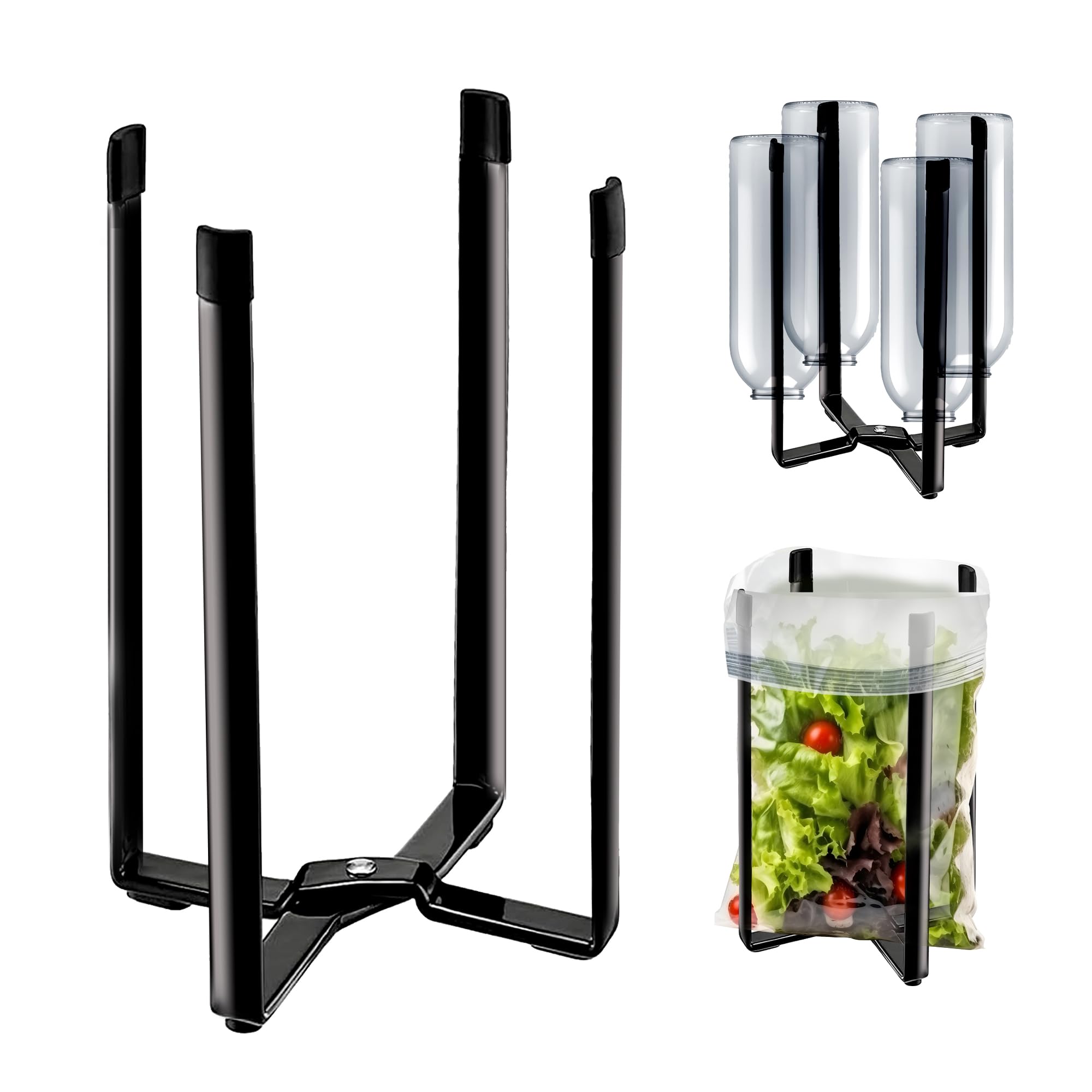 Performore - Multifunctional Eco Kitchen Stand Holder & Drainer, Wine Decanter Drying Rack - Collapsible Storage Organizer for Plastic Bags, Bottles & Cups (50 Bags Included) | Perfect for Small Spaces, Dish Drying & Countertop Organization