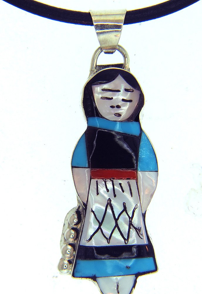 Authentic Zuni Artist Joyce Waseta Native American Indian Doll Pendant Necklace - Handcrafted Sterling Silver Jewelry for Women | Perfect for Cultural Events, Gift Giving & Southwest Style Fashion