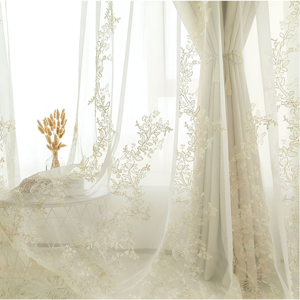 Maeve Two Layer Floral Print Soundproof Blackout Curtains for Bedroom & Living Room - Custom Size, Noise Reducing & Light Blocking Window Treatments for Home Decor