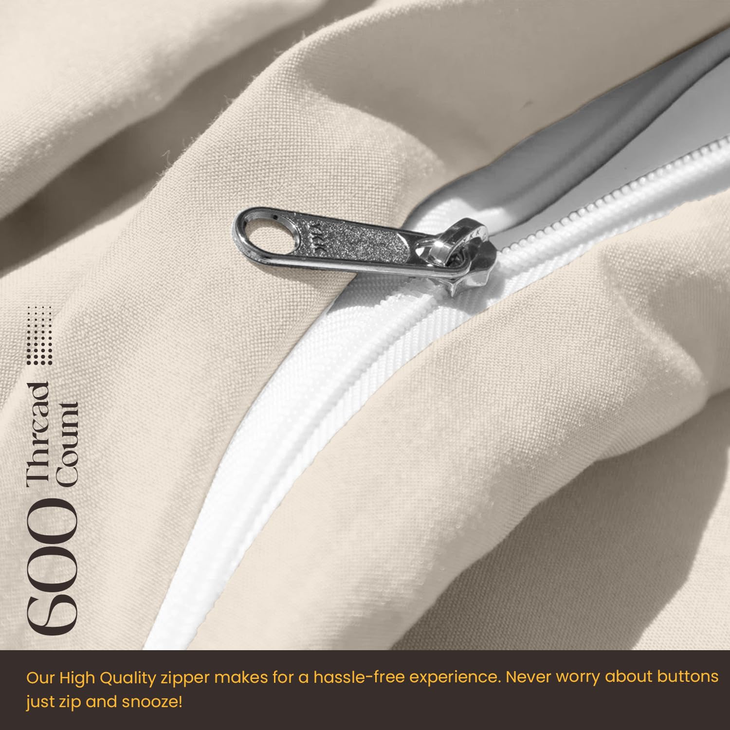 Premium 600 Thread Count King/Cal King Duvet Cover Set - 3 Piece Soft & Breathable Cooling Bedding with Zipper Closure & Corner Ties (1 Duvet + 2 Pillow Shams) - Cream White Luxury Bedroom Decor for Master Suite or Guest Room