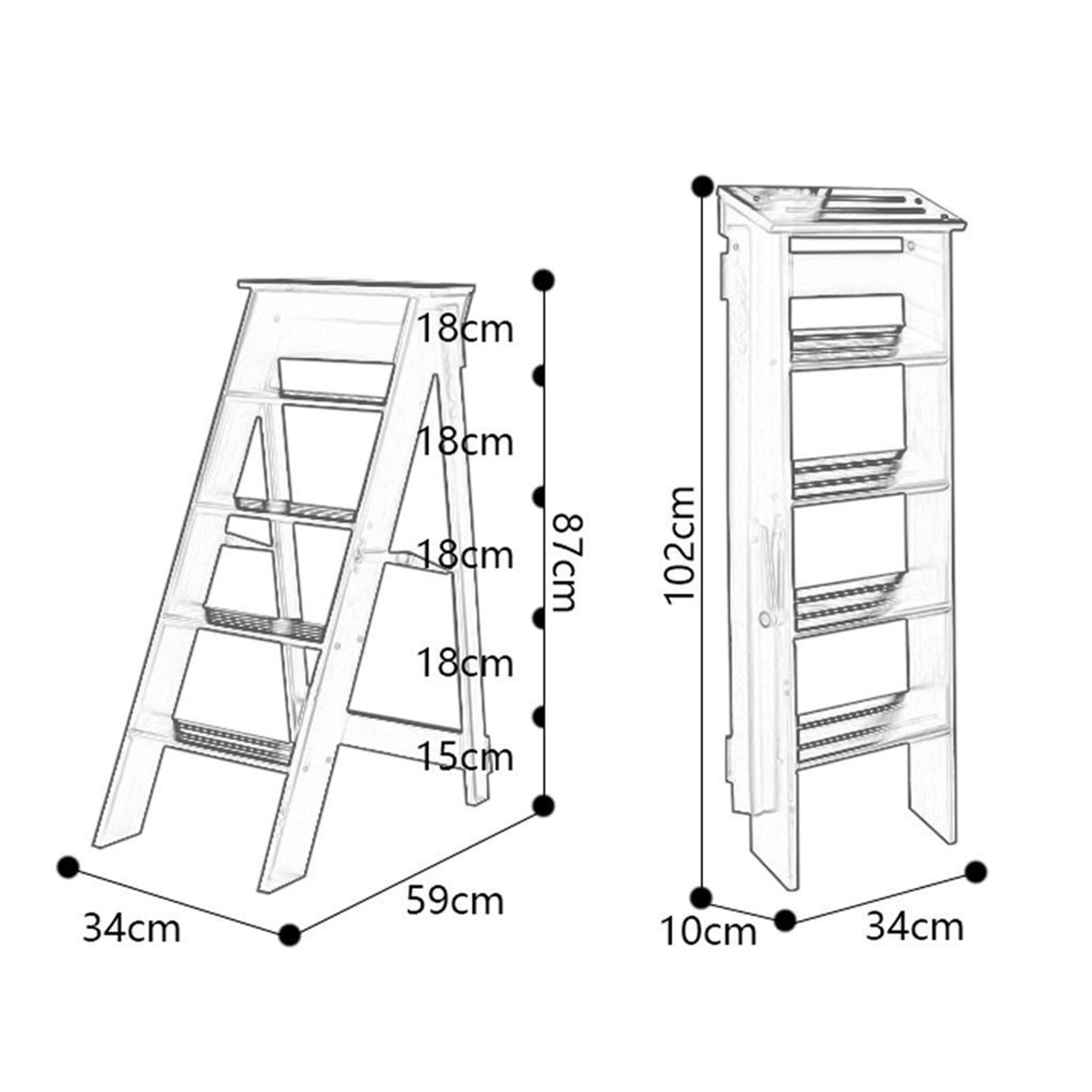 SIGOLY 5-Step Folding Ladder Stool for Indoor Use - Multifunctional Step Stool for Home, Kitchen, Bathroom & Closet - Non-Slip Safety Step Ladder for Adults & Kids - Perfect for Reaching High Shelves, Cleaning & Organizing