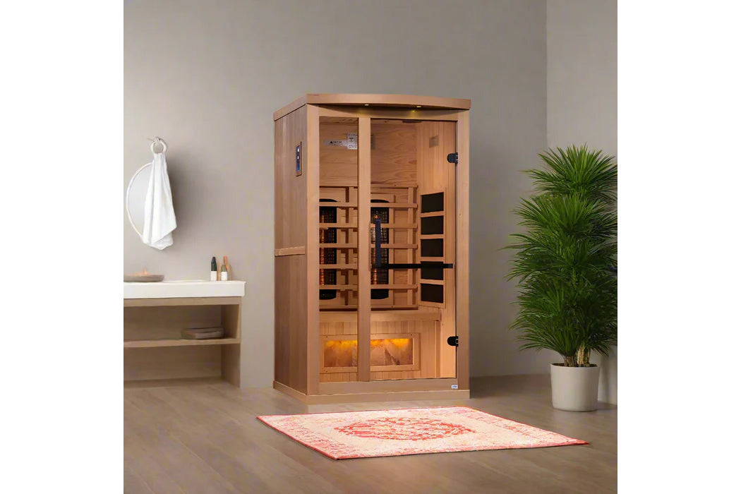Golden Designs Reserve Edition Full Spectrum Infrared Sauna with Himalayan Salt Bar for 1-3 People - Perfect for Home Relaxation & Detox Therapy