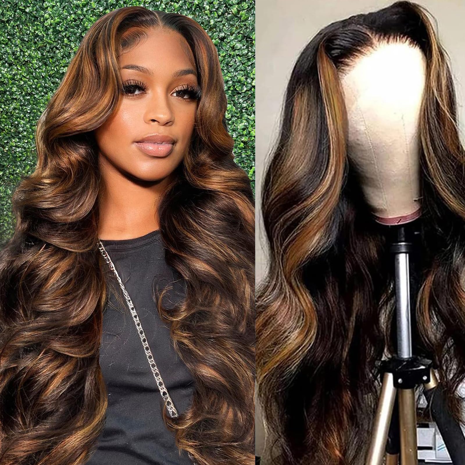 30 Inch Ombre Lace Front Human Hair Wig - 1B/30 Body Wave HD Lace Pre Plucked 13x4 180 Density Glueless Balayage Wig with Baby Hair | Perfect for Cosplay, Weddings & Daily Styling