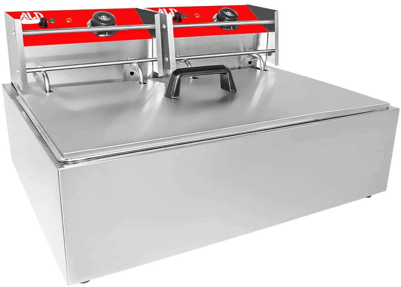 ALDKitchen Electric Deep Fryer - Stainless Steel Dual Basket (1 & 2 Baskets) for Home & Restaurant Use | Perfect for French Fries, Chicken Wings & More