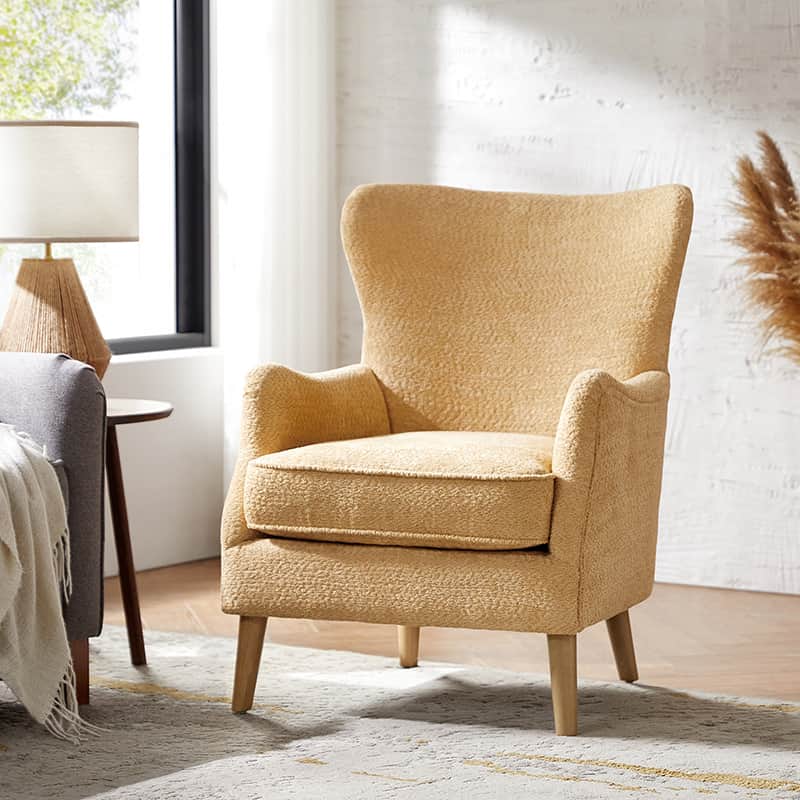 Dorothy Upholstered Armchair with Solid Rubber Wood Frame & Sturdy Legs - Perfect for Living Room, Bedroom, or Home Office Seating