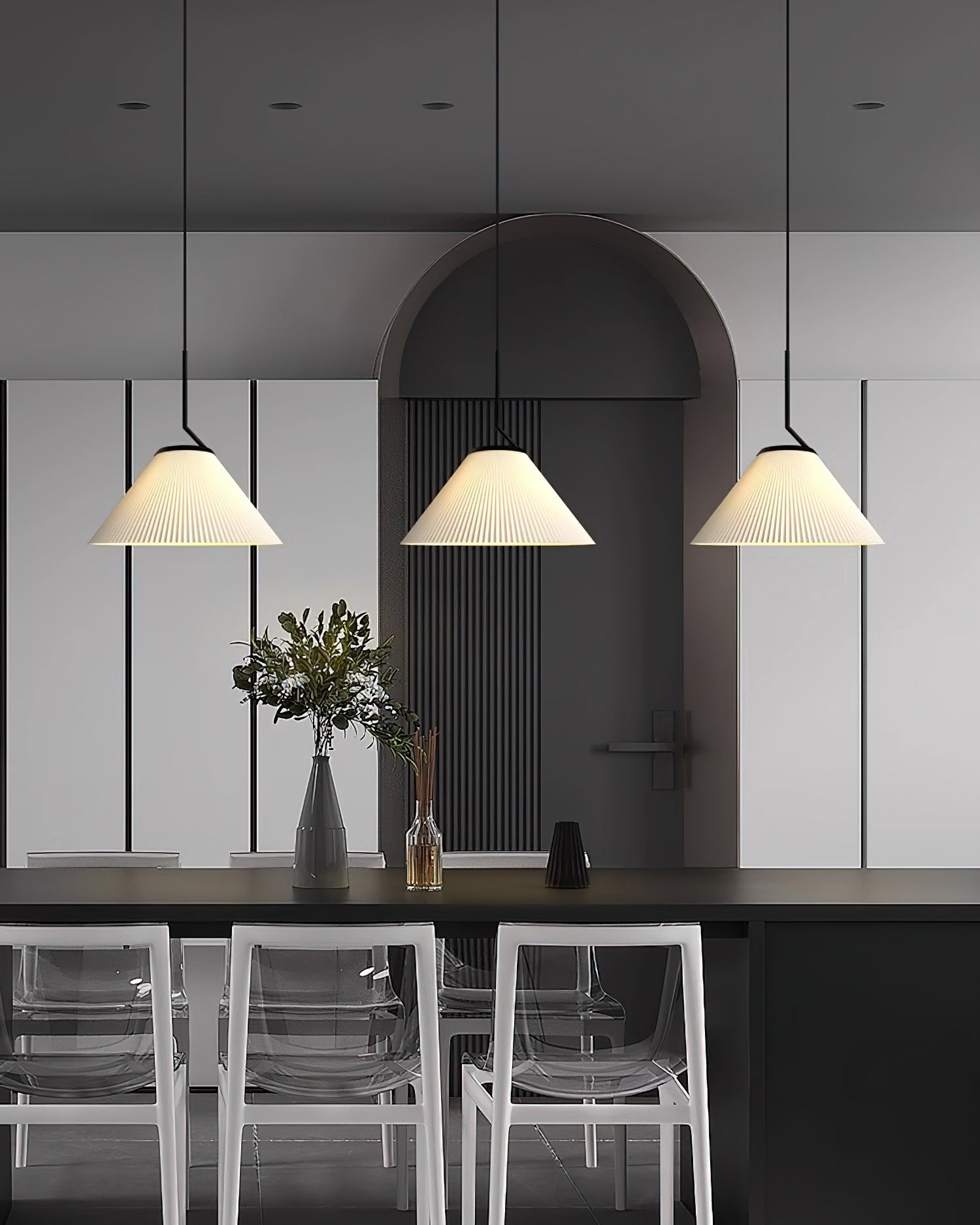 Nobu Pleated Pendant Light - Modern Scandinavian Style Hanging Lamp for Dining Room, Kitchen Island & Bedroom Lighting