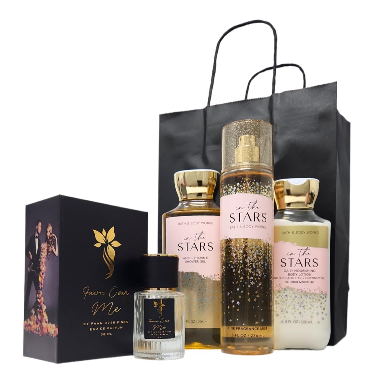 Bath and Body In The Stars Trio Gift Set - Fawn Over Me Perfume, Body Lotion & Shower Gel with Elegant Gift Bag | Perfect for Birthday, Anniversary & Holiday Gifts