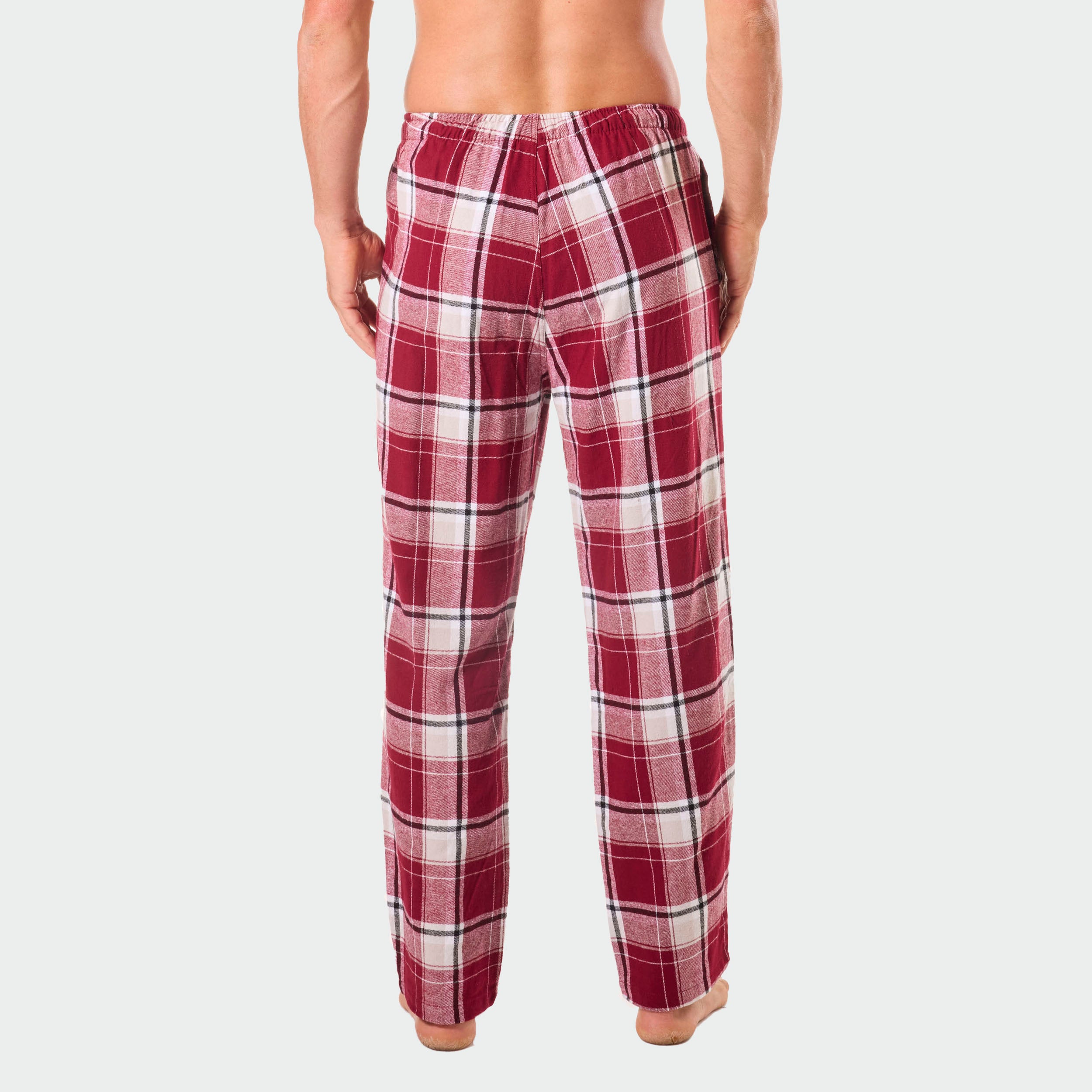 Men's Harry Check Cotton Flannel Sleep Pants - Red Plaid Lounge Pajama Bottoms for Cozy Winter Nights & Relaxing at Home