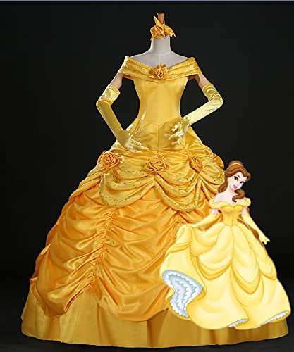 Beauty and the Beast Belle Cosplay Costume for Adults - Elegant Princess Dress for Halloween, Cosplay Events & Themed Parties
