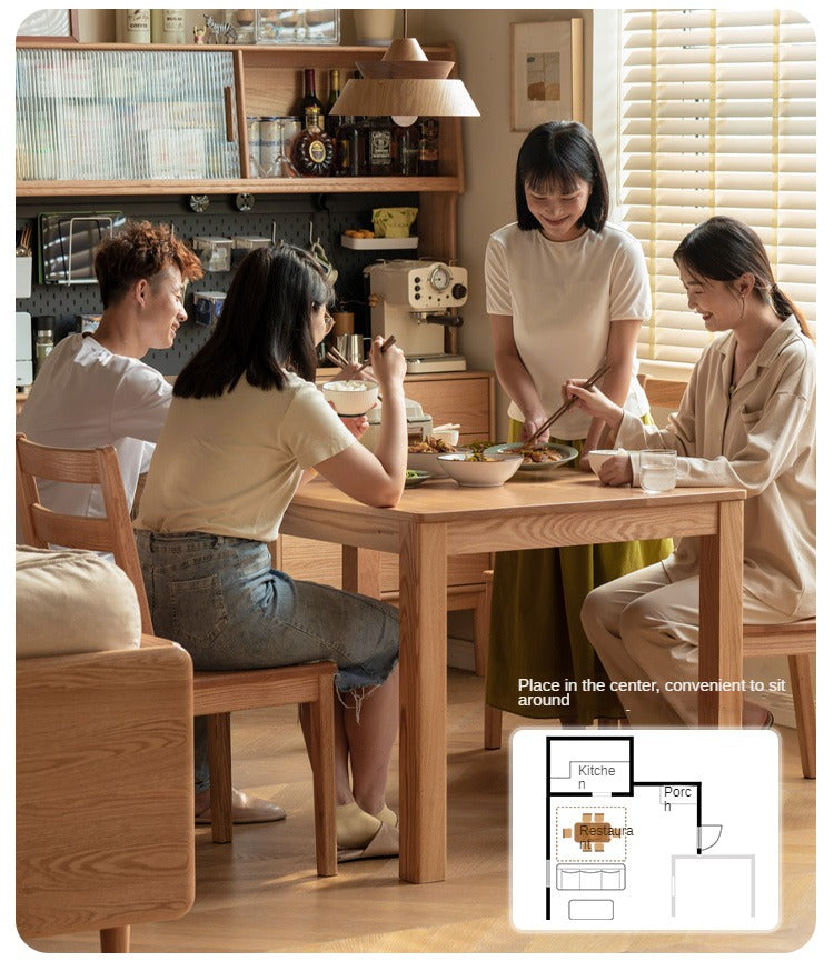 Premium Oak Solid Wood Nordic Dining Table - Modern Scandinavian Style for Kitchen, Dining Room & Small Spaces