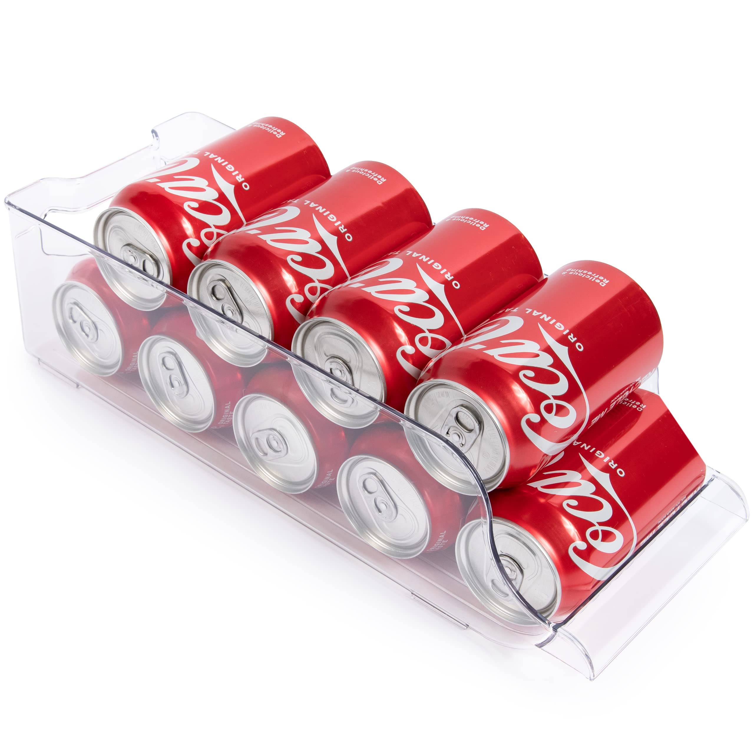 Greenco Refrigerator Soda Can Organizer - 12 Can Capacity, Durable Handles, Space-Saving Fridge Organizer for Beverages, Sodas & Energy Drinks - Perfect for Kitchen Organization & Party Drink Storage (1 Pack)