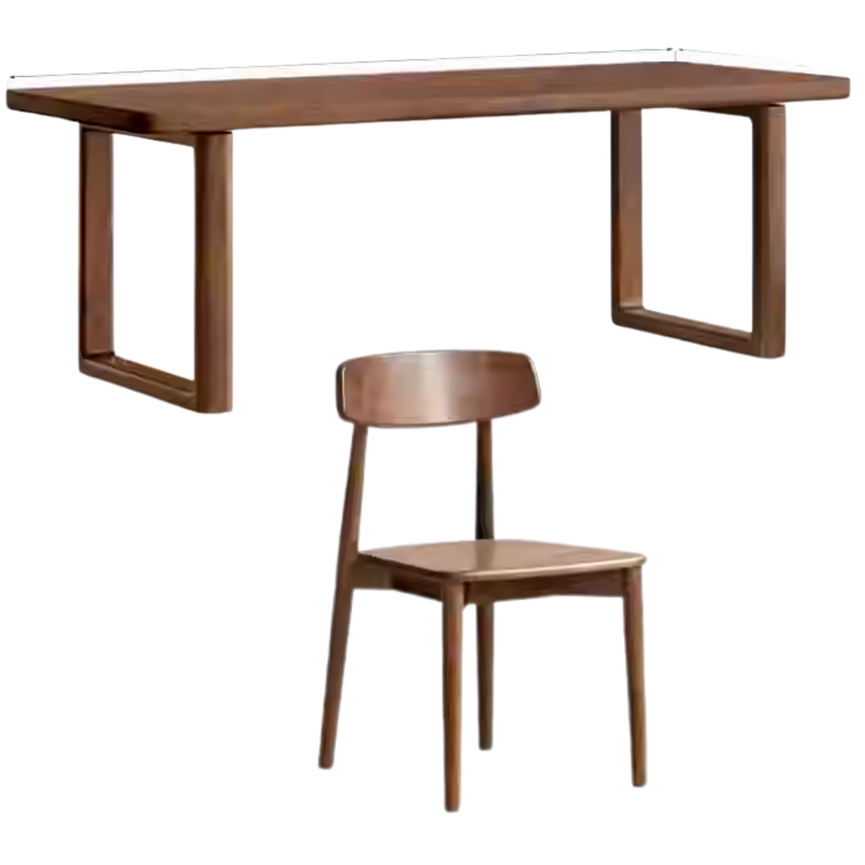 86.6x35.4x29.9 inch / 220x90x76 cm/ Walnut Color / Dining table and four chairs (solid wood chair)