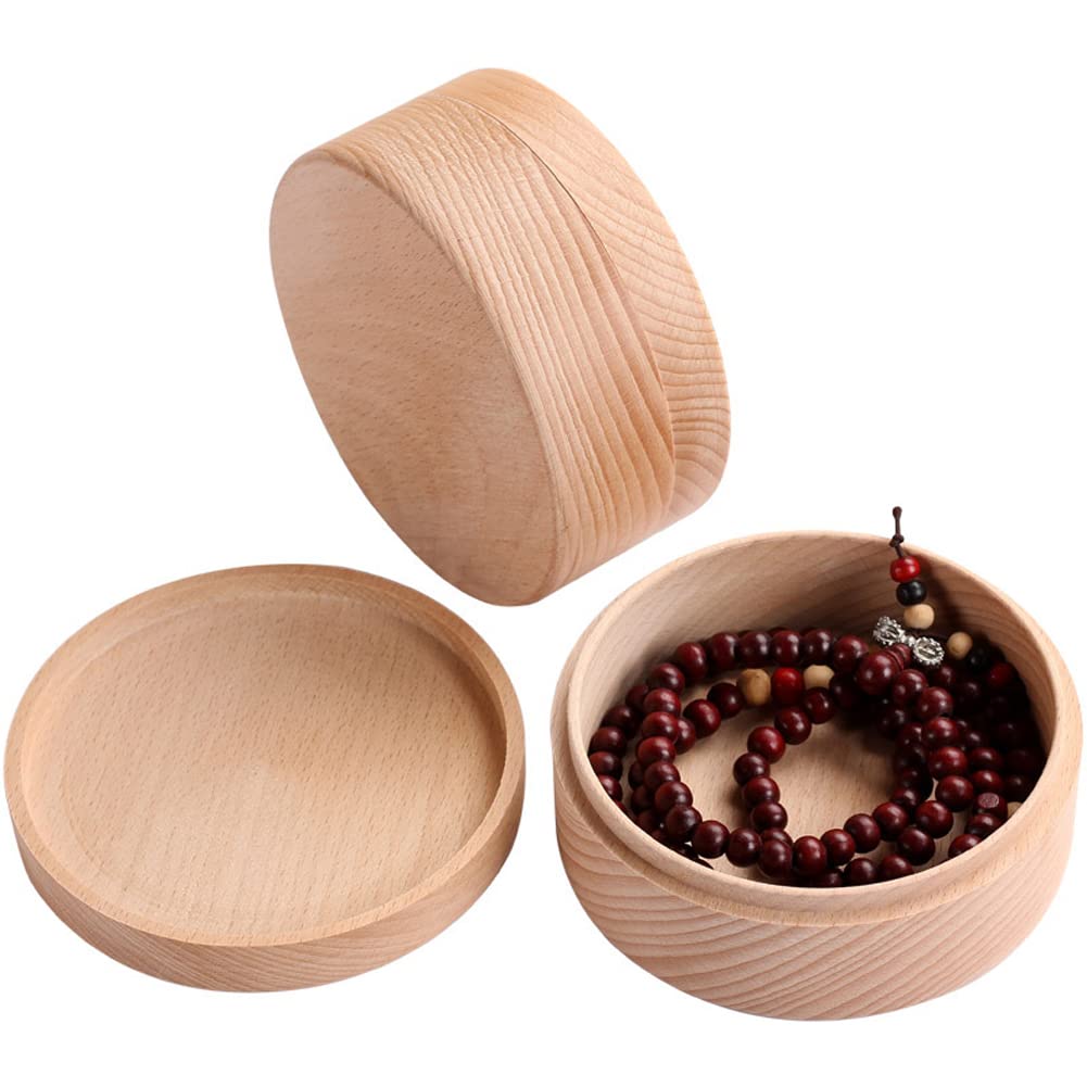 1PC Mini Round Wooden Jewelry Box - Handmade Bracelet Necklace Ring Storage Organizer for Women | Perfect for Travel, Gift Giving & Bedroom Decor