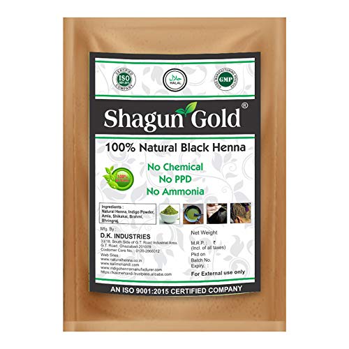 SHAGUNGOLD Black Henna Hair Dye - 100% Natural & Chemical-Free Organic Henna for Hair Coloring & Hair Care (100g Packet) - Safe for DIY Hair Color, Highlights & Gray Coverage at Home