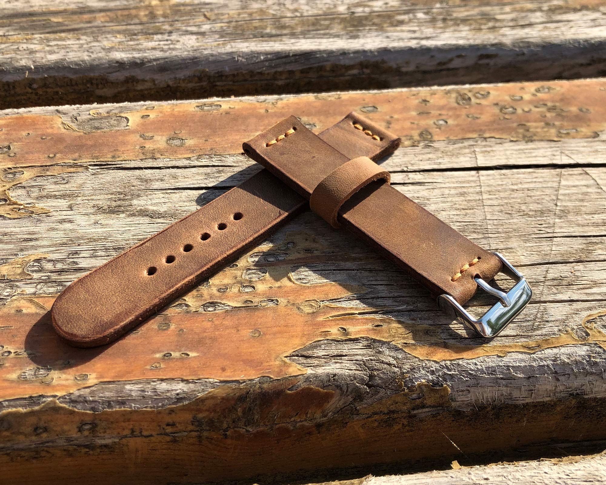 Handmade Leather Watch Band 18-24mm - Personalized Strap for Men & Women