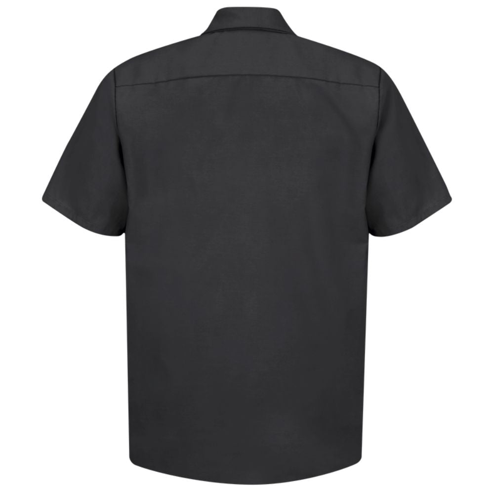 Red Kap Men's Short Sleeve Industrial Work Shirt - Durable Black Workwear for Construction, Mechanics & Outdoor Labor | Comfortable Cotton Shirt for Hot Weather Jobs