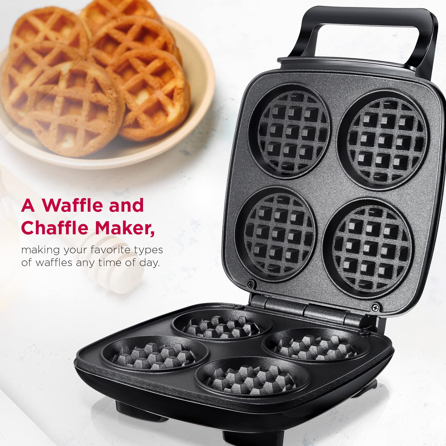 Mywaffle Classic Waffle & Chaffle Maker - Non-Stick Belgian Waffle Iron for Keto, Churro, Dessert & Breakfast - Deep Plates, Easy Clean - Perfect for Family Brunch, Keto Diet & Holiday Gatherings