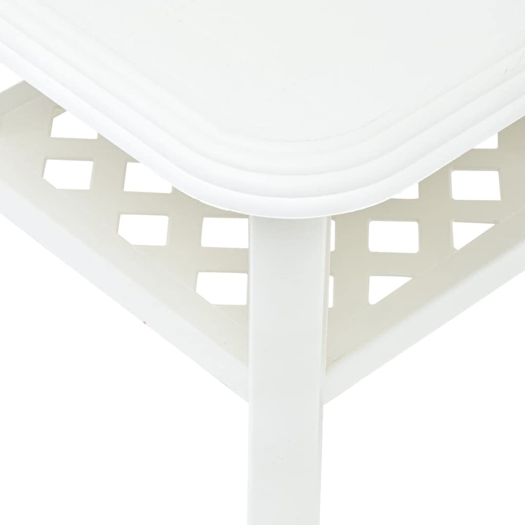 vidaXL White Rectangular Plastic Coffee Table - Weatherproof, Lightweight Outdoor Table with Storage Shelf, Modern Design for Patio, Garden, or Poolside - Low Maintenance & Durable