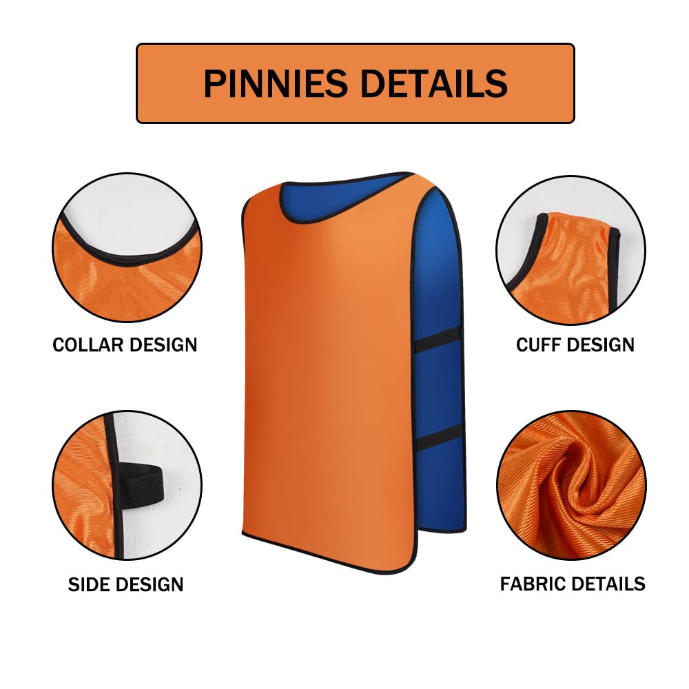 12 Pack Reversible Numbered Pinnies - Double Sided Scrimmage Vests for Kids & Adults - Team Practice Jerseys for Soccer, Basketball, Football & PE Class - Ideal for Sports Training, Gym Class & Outdoor Games