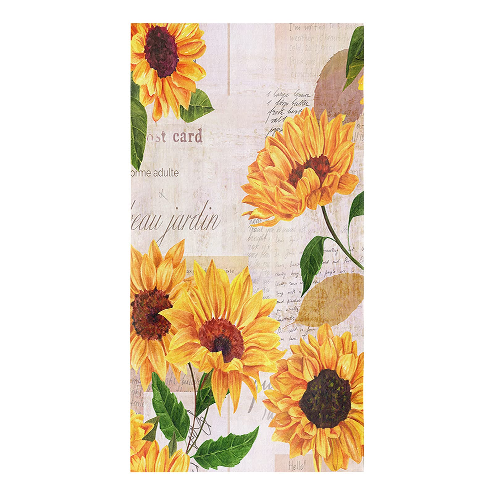 Vintage Sunflower Kitchen Towels - Rustic Yellow Floral Absorbent Microfiber Dish & Hand Towels (18x28 Inches) for Cooking, Baking, Drying Dishes & Summer Home Decor - 1-PC Set