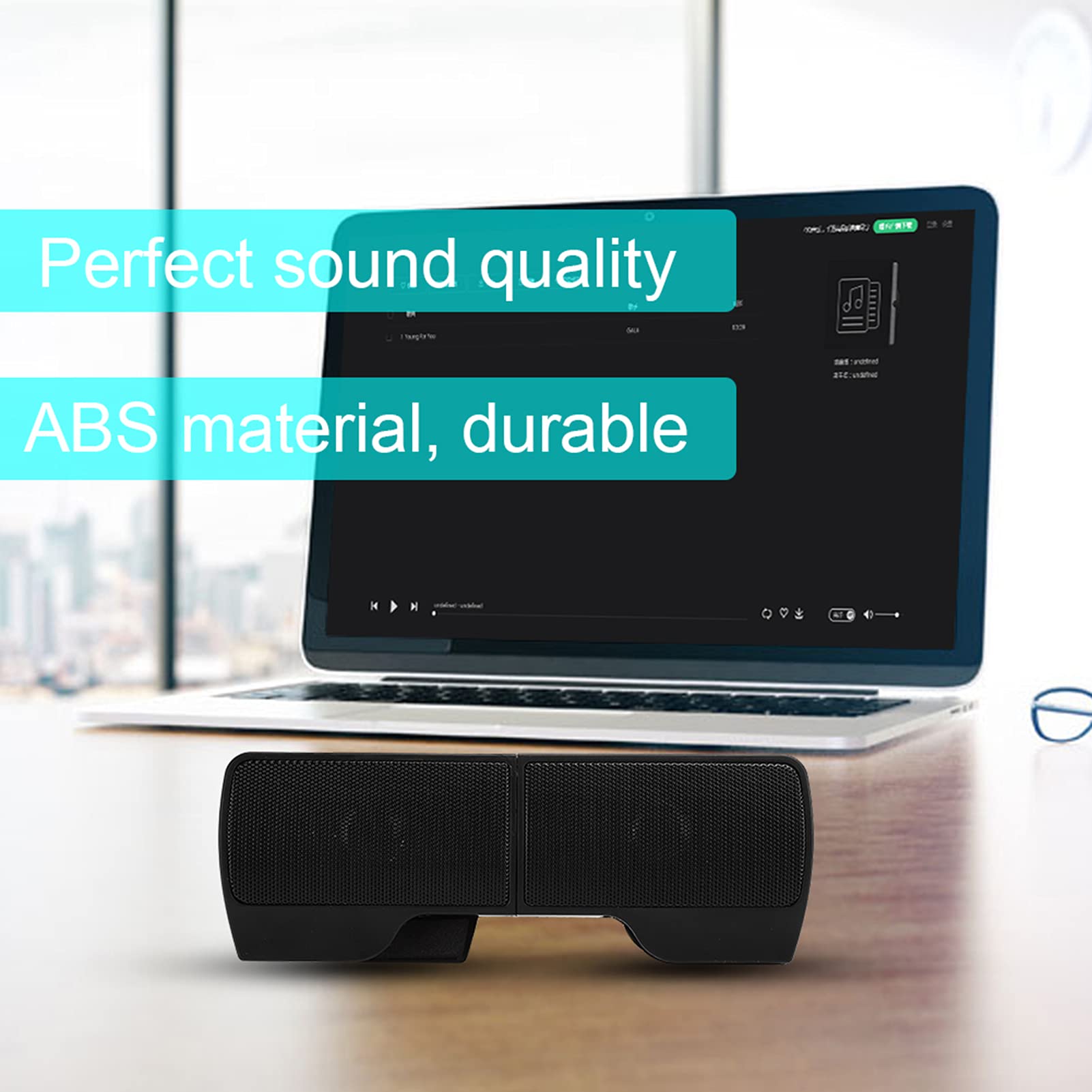 BROLEO Portable Laptop Soundbar - Mini Speaker with Volume Adjustment, Clip-On Desktop PC Accessories for Enhanced Audio in Home Office, Gaming, and Online Meetings