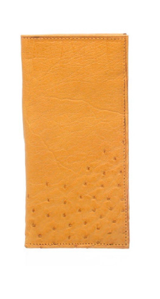 Men's Genuine Ostrich Leather Wallet with Checkbook Cover & Cash Pocket - Slim Bifold Design for Business, Travel & Everyday Use (AA8CK)