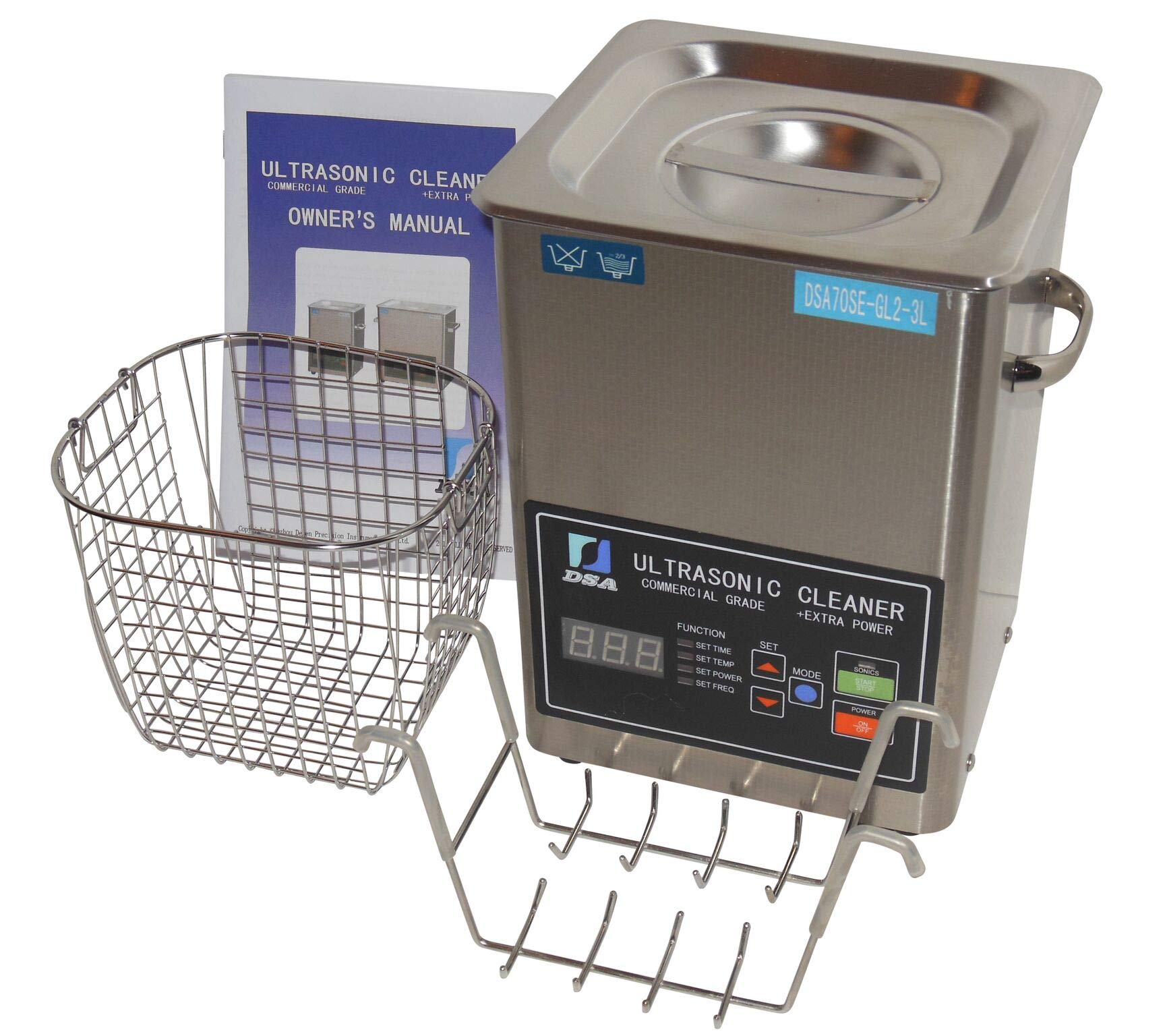 DSA70SE-GL2 3L 270W Dual Frequency 20/40KHz Digital Heated Ultrasonic Parts Cleaner Machine - Industrial Cleaning Equipment for Jewelry, Watches, Automotive Parts & Electronics
