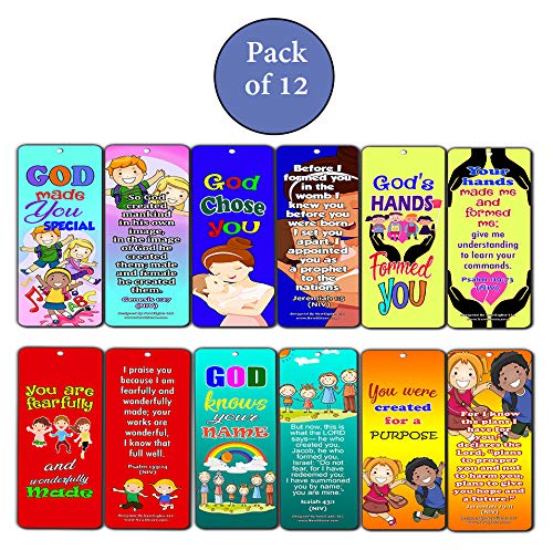 Children of God Bible Verse Bookmarks (12-Pack) - Inspirational Scripture Cards with Easy-to-Memorize Bible Verses for Kids - Perfect for Sunday School, Bible Study & Gift Giving