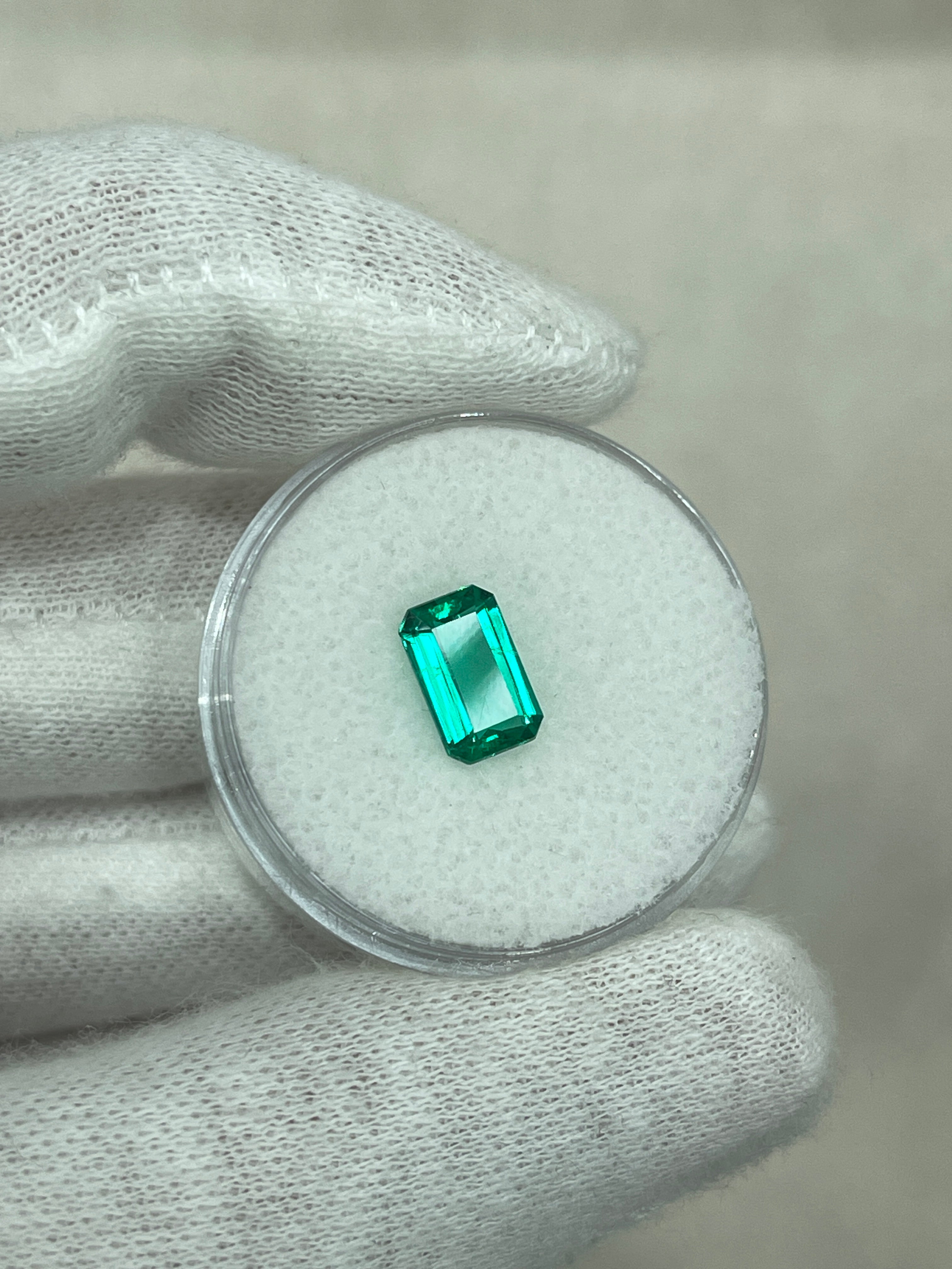 1.13 Carat VVS Colombian Emerald - Bluish Green Emerald Cut Gemstone for Jewelry Making & Engagement Rings | High-Quality Loose Stone for Necklaces, Earrings & Custom Designs