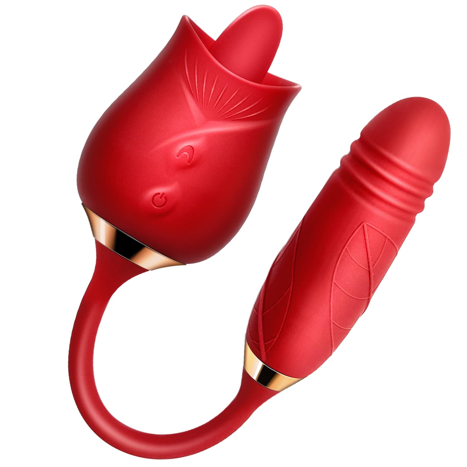 Rose Toy Vibrator for Women - 10 Powerful Vibrations, Waterproof & Rechargeable G Spot Dildo with Tongue Licking & Thrusting - Perfect for Solo Play, Couples & Sensual Massage