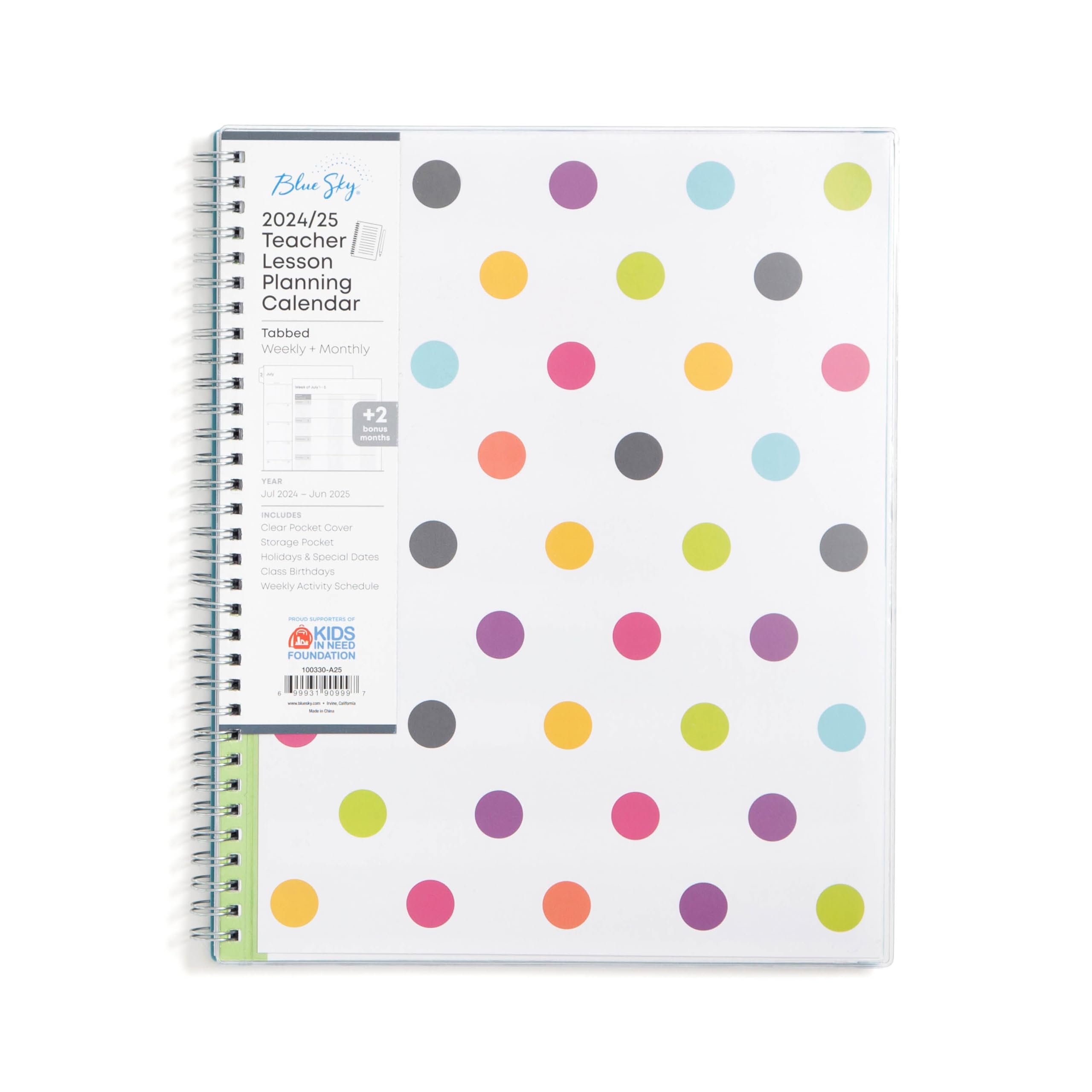 Blue Sky 2024-2025 Teacher Planner - Weekly & Monthly Lesson Organizer, July 2024 to June 2025 Academic Calendar, 8.5
