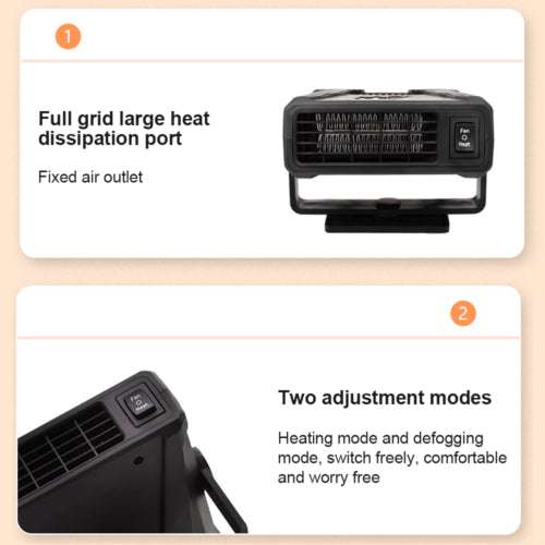 12V Portable Car Fan Heater - 300W Vehicle Heating & Windscreen Defroster/Demister - Perfect for Winter Driving & Quick Window Defrosting
