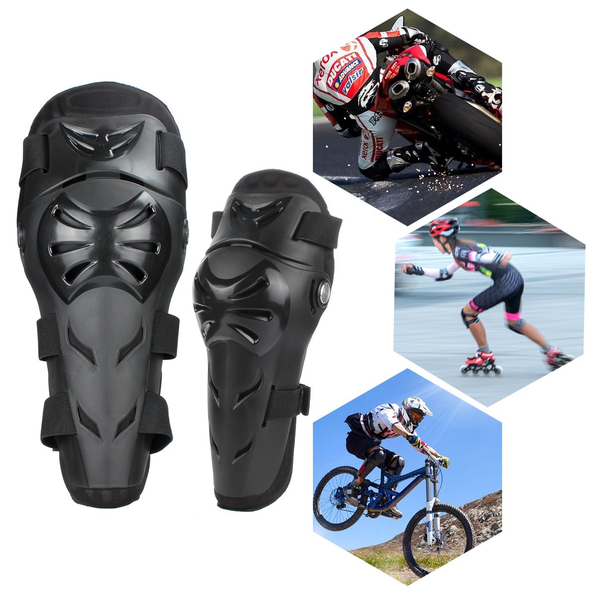 Motorcycle Knee & Elbow Pads - 4Pcs Adjustable Protector for Racing & Cycling
