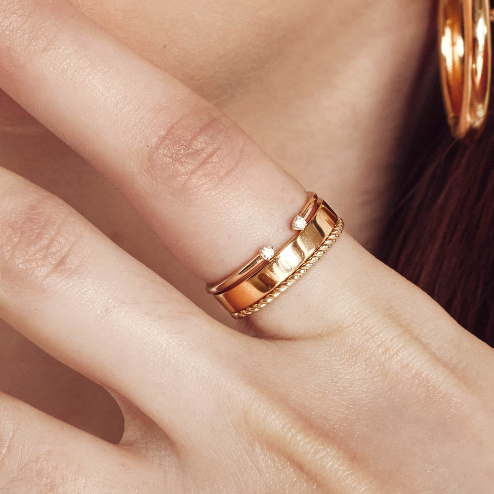 10k Gold Diamond Open Stacker Ring for Women - Elegant Stackable Band for Everyday Wear & Special Occasions