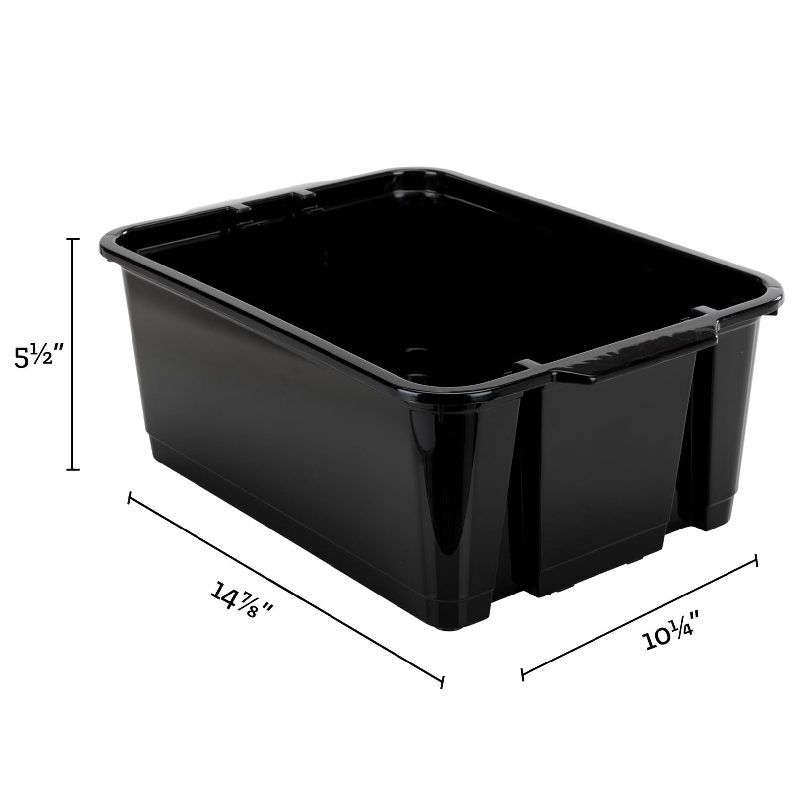Really Good Stuff Stacking Bins - 12 Pack Black Plastic Storage Containers (14