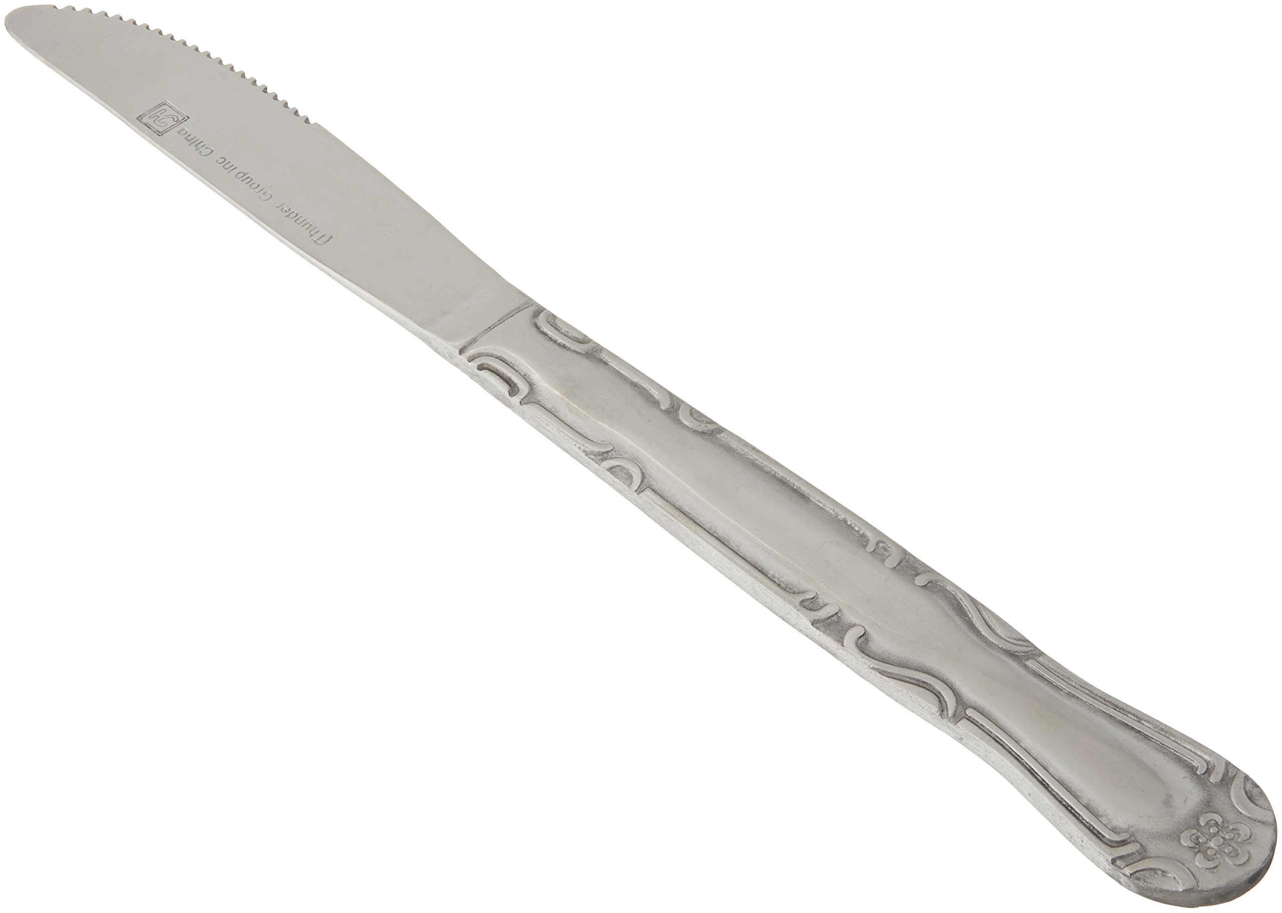 Thunder Group 12-Pack Stainless Steel Sunflower Pattern Dinner Knives Set - Bright Mirror Finish for Restaurants, Weddings & Home Dining