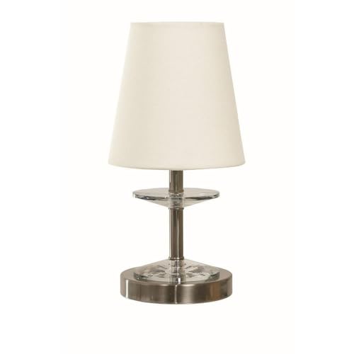 House of Troy Bryson Mini Crystal Disk Satin Nickel Accent Table Lamp - Elegant Bedside & Living Room Lighting for Home Decor
