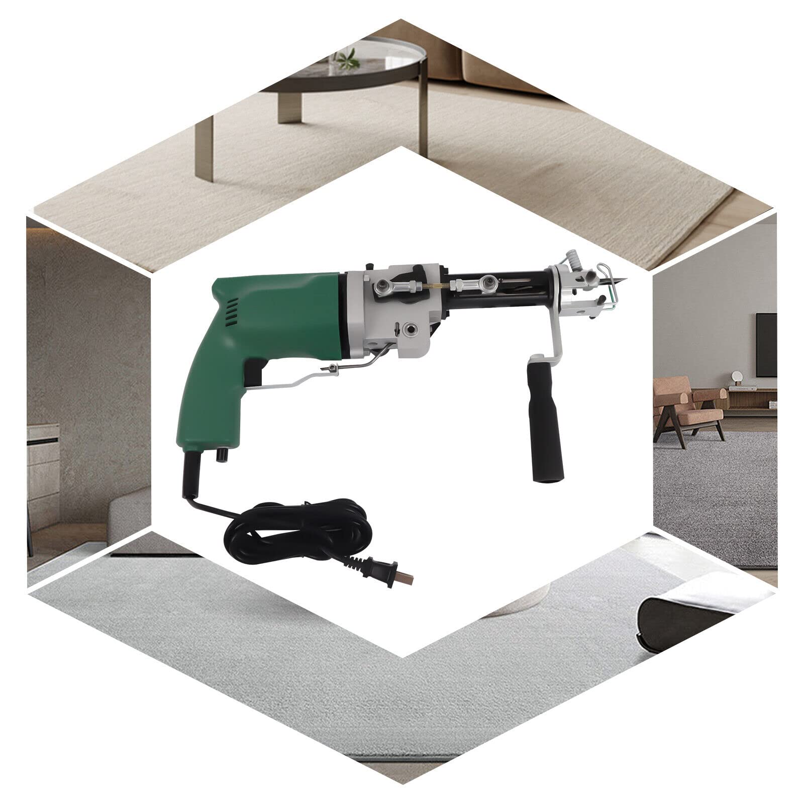 Electric Carpet Tufting Gun Kit - 100V-240V Cut Pile/Loop Pile Rug Making Machine with 7-19mm Adjustable Depth, Handheld DIY Flocking Tool for Home Decor, Craft Projects & Custom Rug Creation