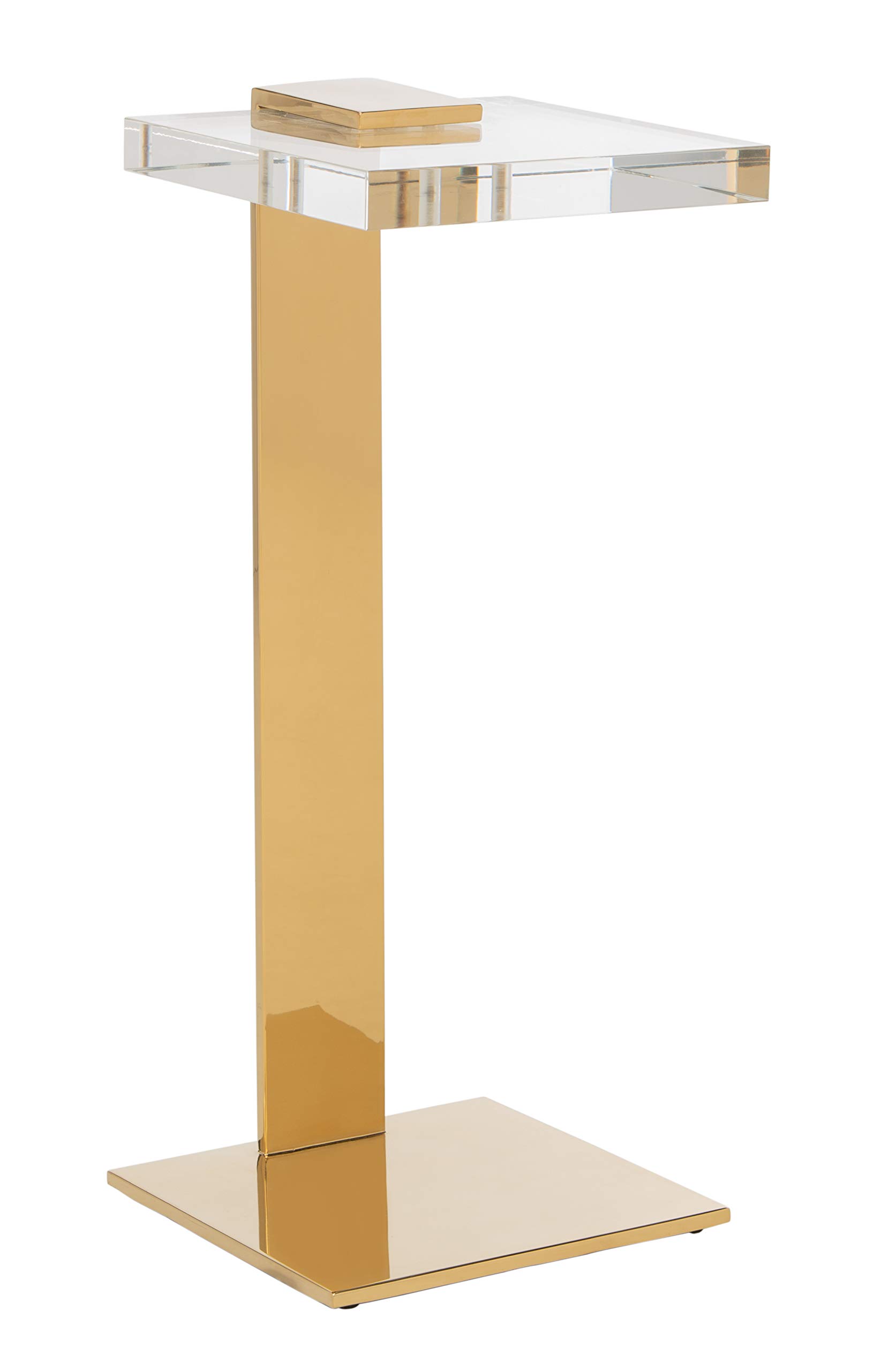 Safavieh Couture Glam Mars Clear and Brass Acrylic Drink Table - Modern Side Table for Living Room, Bedroom, or Patio - Perfect for Cocktails, Coffee, and Home Decor