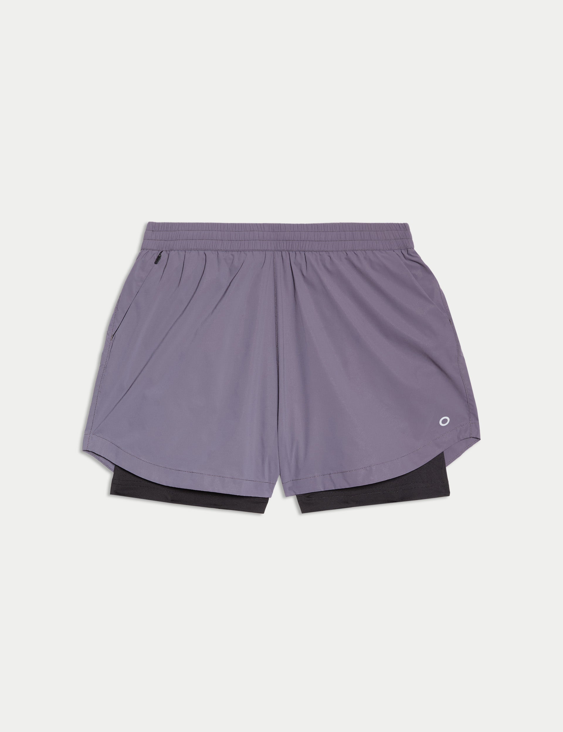 360° Reflective Layered Running Shorts for Women - High Visibility Athletic Shorts with Moisture-Wicking Fabric - Perfect for Night Running, Jogging & Gym Workouts (Lilac)