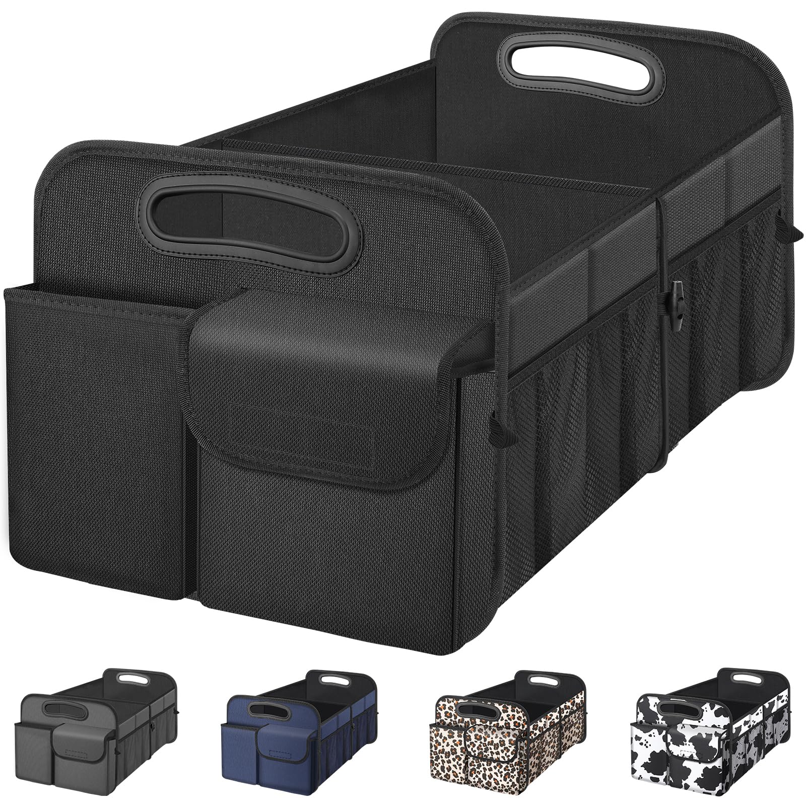 Femuar Large Capacity Waterproof Collapsible Car Trunk Organizer for SUV/Jeep/Sedan – Durable Black Storage Solution for Travel, Groceries, and Sports Gear