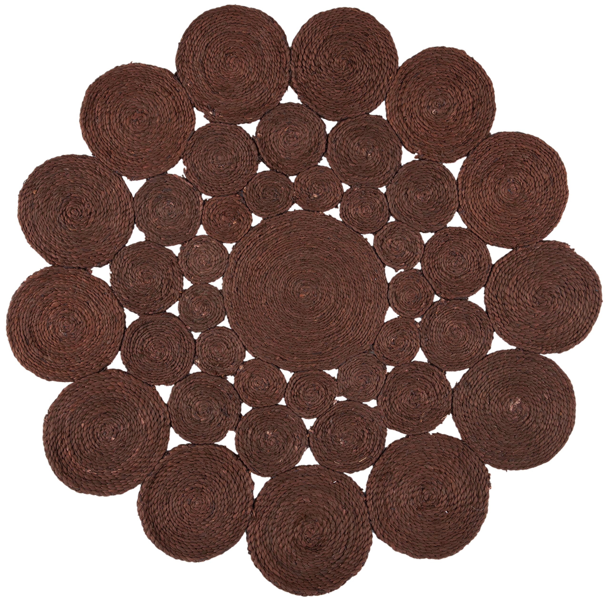 SAFAVIEH Handmade Boho Jute Area Rug - 6' Round Natural Fiber Rug in Brown (NF363T) for Farmhouse, Living Room & Bedroom Decor